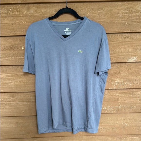 Lacoste v-neck soft Pima cotton blue gray t-shirt size 6 - Picture 1 of 5